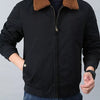 Men's Plus Size Casual Fleece Collar Zip Up Jacket - Black