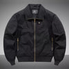 Men's Plus Size Casual Zip Up Bomber Jacket - Black
