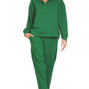 Zenana Scuba Half Zip Pullover and Jogger Set - DK GREEN