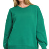 Zenana Fleece Hi-low Boyfriend Sweatshirts with Pockets - FOREST