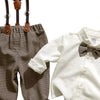 Children's Button Up Shirt and Overall Set - Brown