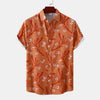 Men's Plus Size Printed Short Sleeve Button-Up Shirt - Orange