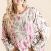 BiBi Tie Dye Print Terry Pull Over - MAGENTA MULTI