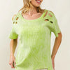 BiBi Laser Cut Mineral Washed Loose Fit Thermal Top - NEON GREEN