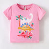 Children's Cute Dinosaur Graphic Short Sleeve T-Shirt - Pink