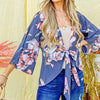 And The Why Front Tie Knot Floral Print Top - CHARCOAL