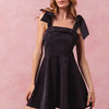 SO ME Fit and Flare Washed Gameday Dress - BLACK
