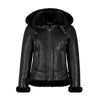 Women’s B3 Bomber Hooded Classic Black Shearling Jacket - BLACK