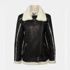 Women’s Black Oversized Shearling Leather Jacket - BLACK