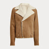 Women’s Beige Cropped Shearling Leather Jacket - BEIGE