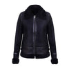 Women’s Black B3 Sheepskin Shearling Aviator Motorbike Leather Jacket - BLACK