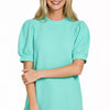 Zenana Raised Rib Puff Sleeve Top - MINT