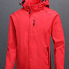 Men's Plus Size Zip Up Long Sleeve Hooded Jacket - Red