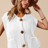 SO ME Big Metal Button Front Sweater Vest - OFF WHITE