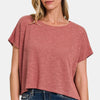 Zenana Round Neck Short Sleeve T-Shirt - Winter Rose