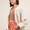 VERY J Plus Size Dolman Sleeve Button Down Gauze Shirt - Taupe