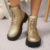 Lace Up Platform Boots - Gold