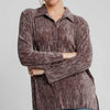 Umgee Side Slit Texture Button Up Shirt - Brown