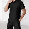 Men's Full Size Short Sleeve Top and Shorts Matching Set Plus Size - Black