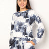 Shiny Tie-Dye Round Neck Top and Shorts Lounge Set - Dark Gray