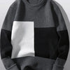 Men's Plus Size Color Block Round Neck Sweater - Dark Gray