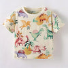Children's Dinosaur Print Crew Neck Short Sleeve T-Shirt - Multicolor