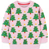 Children's Christmas Tree Print Crewneck Sweatshirt - Pink