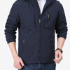 Men's Plus Size Lightweight Hooded Windproof Outdoor Jacket - Sapphire Blue