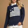 Umgee Distressed American Flag Sweater - Navy