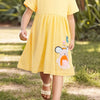 Children's Round Neck Cartoon Polka Dot Dress - Light Yellow