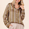 Mittoshop Striped Button Down Satin Shirt - MAUVE MULTICOLOR