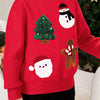 Children's Christmas Character Round Neck Sweatshirt - Red
