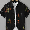 Men's Plus Size Printed Short Sleeve Button-Up Shirt - Black
