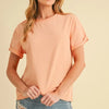 Aemi + Co Exposed Seam Round Neck Short Sleeve T-Shirt - Watermelon pink