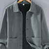 Men's Plus Size Button Up Long Sleeve Shacket - Gray