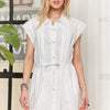 ADORA Solid Cap Sleeve Button Up Shirt - WHITE