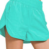 Zenana Windbreaker Smocked Waistband Running Shorts - TURQUOISE