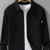 Men's Plus Size Striped Long Sleeve Button-Up Shirt - Black Stripes
