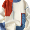 Men's Plus Size Color Block Cable Knit Sweater - Orange