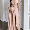 Surplice Slit Tie Waist Maxi Dress - Gold