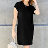 Basic Bae Bamboo Full Size Round Neck Short Sleeve Dress with Pockets - Black