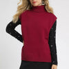 Umgee High-Low Turtleneck Sleeveless Sweater Top - RUBY