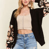 ADORA Multi Color Sleeve Crochet Cardigan - BLACK