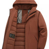 Men's Full Size Zip Up Hooded Winter Coat Plus Size - Brown