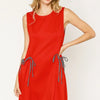 Umgee Round Neck Sleeveless Tank Dress with Pockets - Red