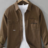 Men's Plus Size Button Up Long Sleeve Shirt - Brown
