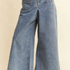 Davi & Dani Patch Pocket Wide Leg Culotte Jeans - LIGHT DENIM