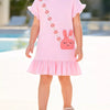 Children's Bunny Ruffle Hem Dress - Blush Pink