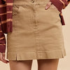 Annie Wear Comfort Stretch Cotton Slit Detailed Mini Skirt - KHAKI