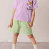 Children's Daisy Print Tee and Shorts Set - Pink Purple